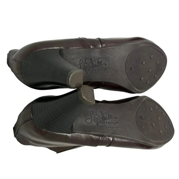 LifeStride Chocolate Brown Leather Zip Up Ankle Booties Size 8.5 - Picture 7 of 8